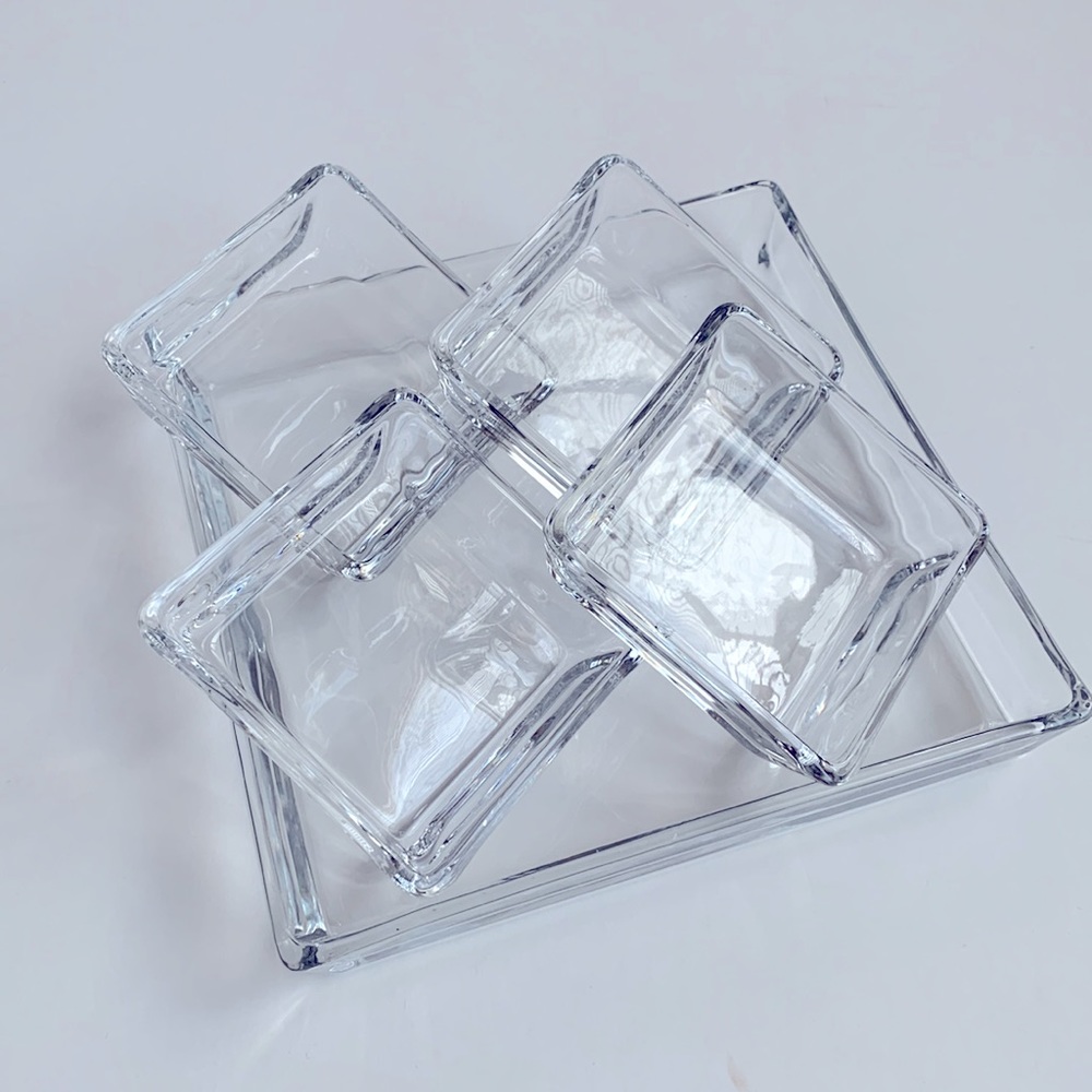CRATE & BARREL Serve-ware Glass Platter Set of 5 for Entertaining - Picture 10 of 11